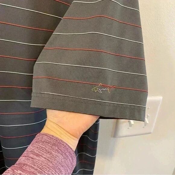 Greg Norman play dry stripe polo men's size large athletic performance gray golf - Picture 8 of 9